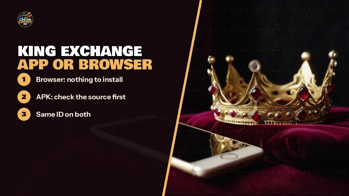 Scene of a King Exchange account being set up from a WhatsApp chat on a phone